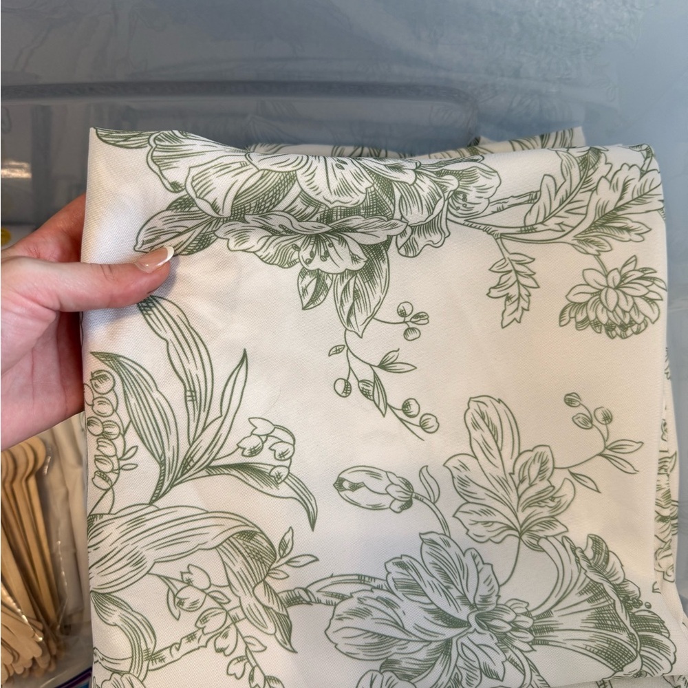 Sage Toile Wedding Cocktail Linens
